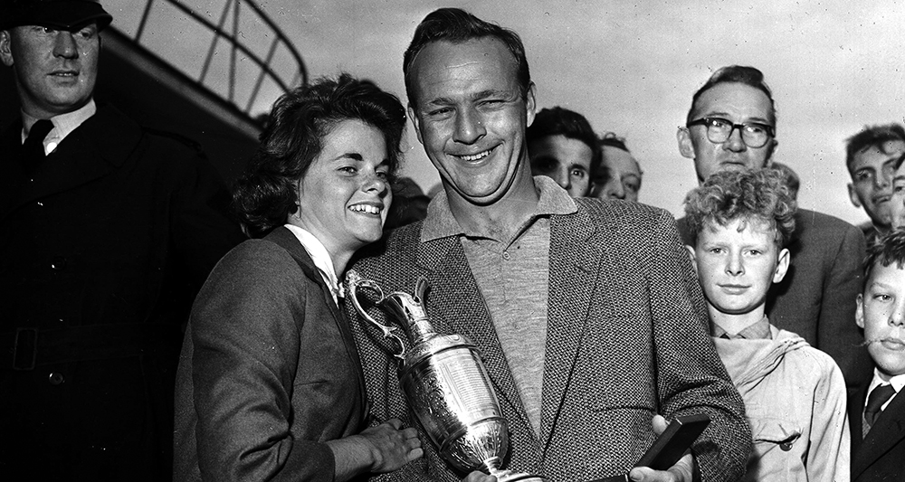 Arnold and Winnie Palmer celebrate The King’s first Claret Jug following his British Open win at Royal Birkdale in 1961